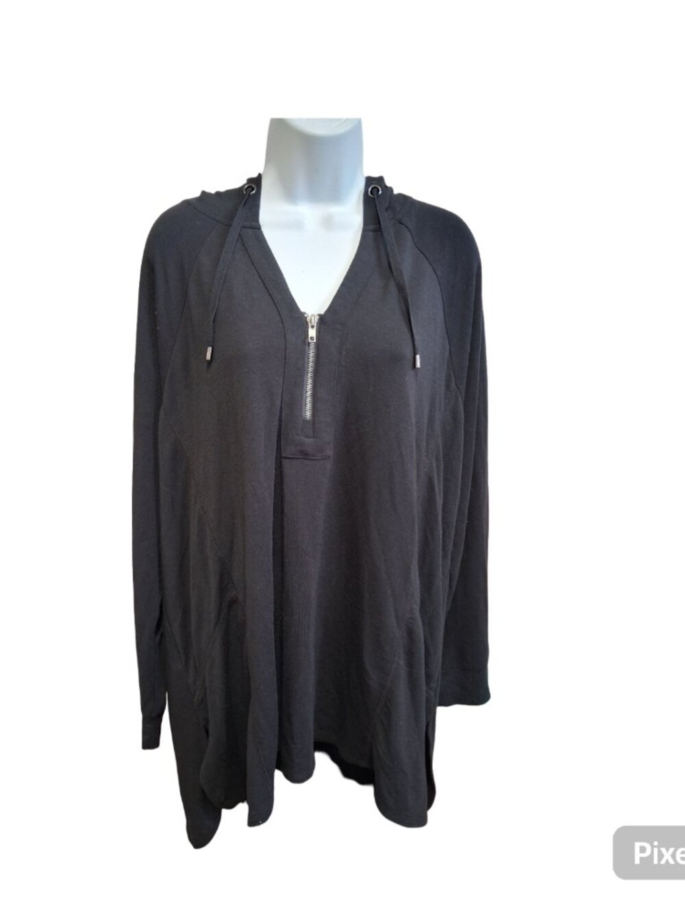 Cable & Gauge Black 1/4 Zip Up Hooded Sweatshirt